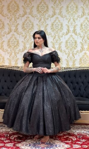 Saia Brilho Longa Preta 2261