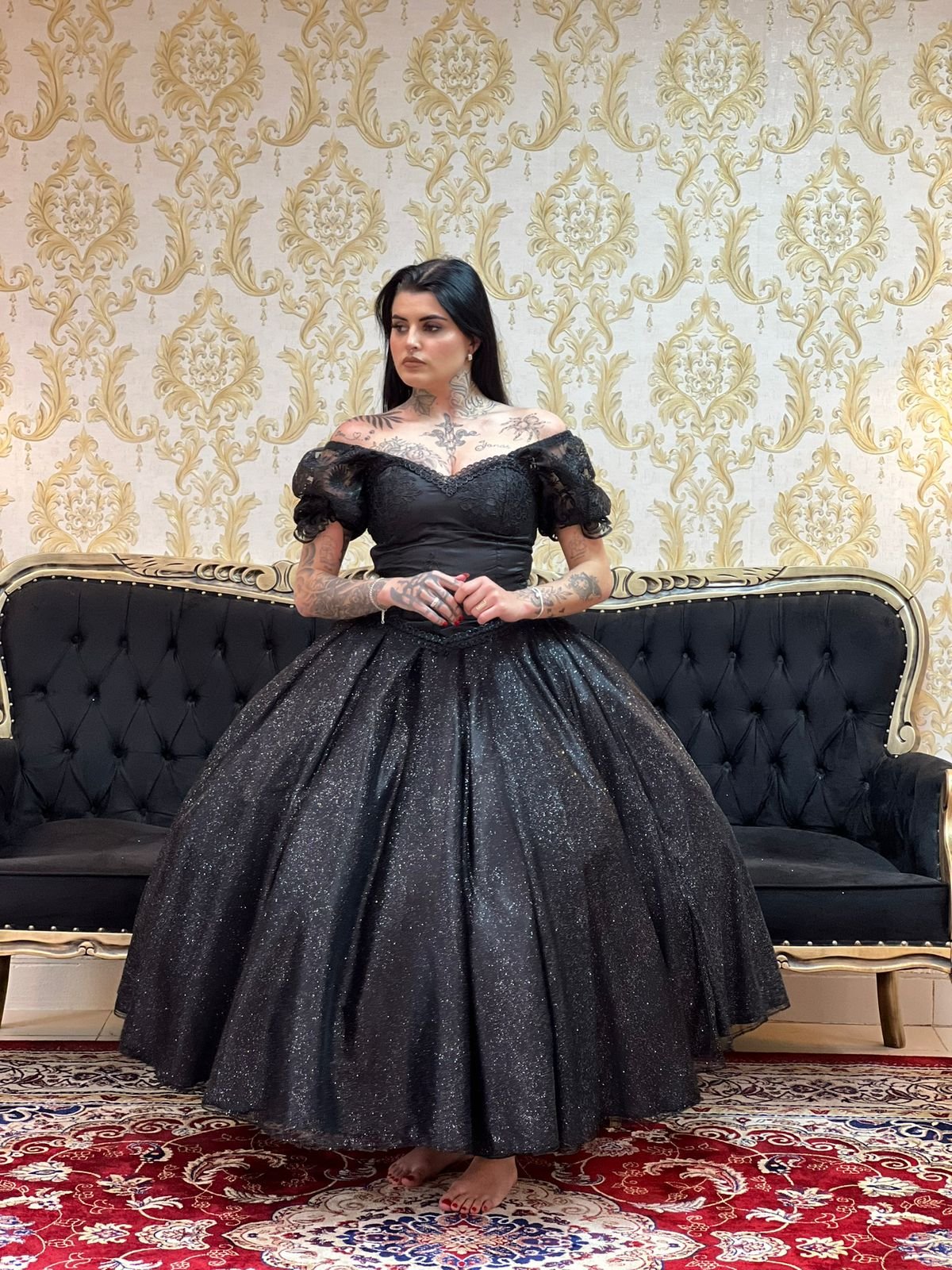 Saia Brilho Longa Preta 2261