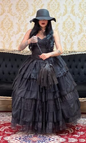 Saia 7 Babados Brilho/Voal Pto 265