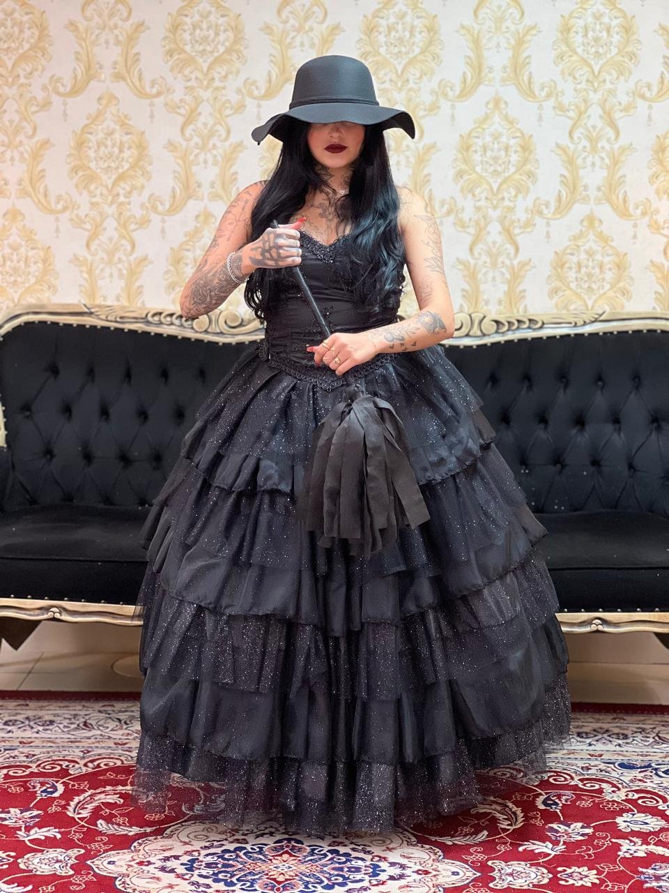 Saia 7 Babados Brilho/Voal Pto 265