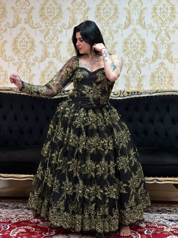 Saia Bordada Longa Preto/Dou 2389