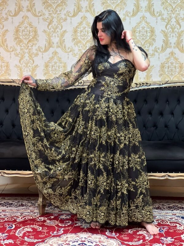 Saia Bordada Longa Preto/Dou 2389 - Imagem 2