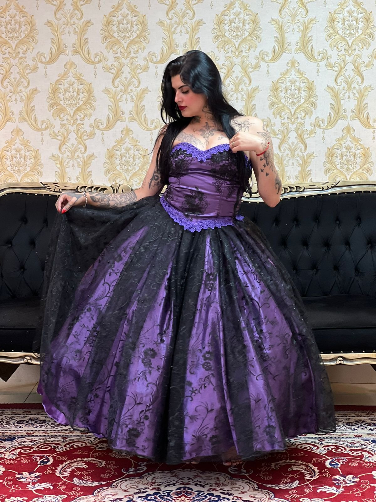 Saia Pérola Longa Roxo/Pto 2503