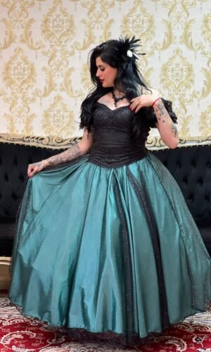 Saia Brilho Longa Verde/Pto 2601