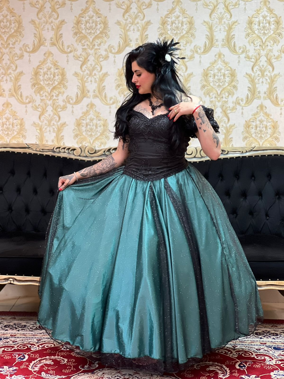 Saia Brilho Longa Verde/Pto 2601