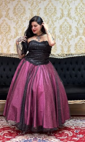 Saia Brilho Longa Rosa/Pto 2710