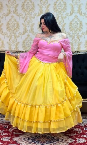Saia 2 Babados Voal  Amarelo/Dou 8308