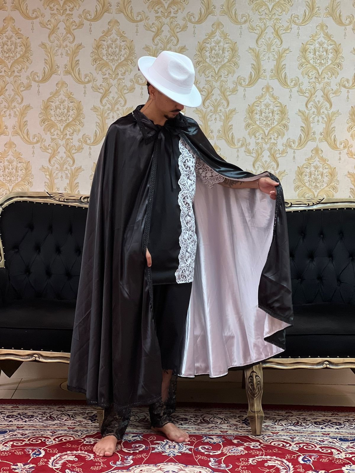 Capa Dupla Cetim Pto/Bco