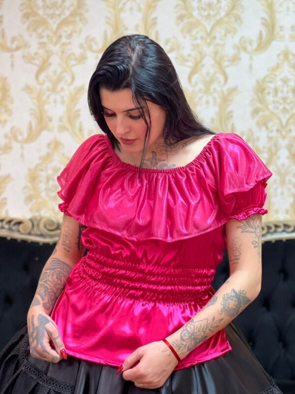 Blusa Babado Lurex Pink 715 - Imagem 2