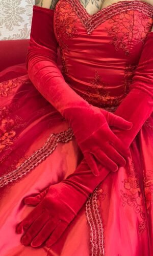 Luva Aveludada Vermelha 149