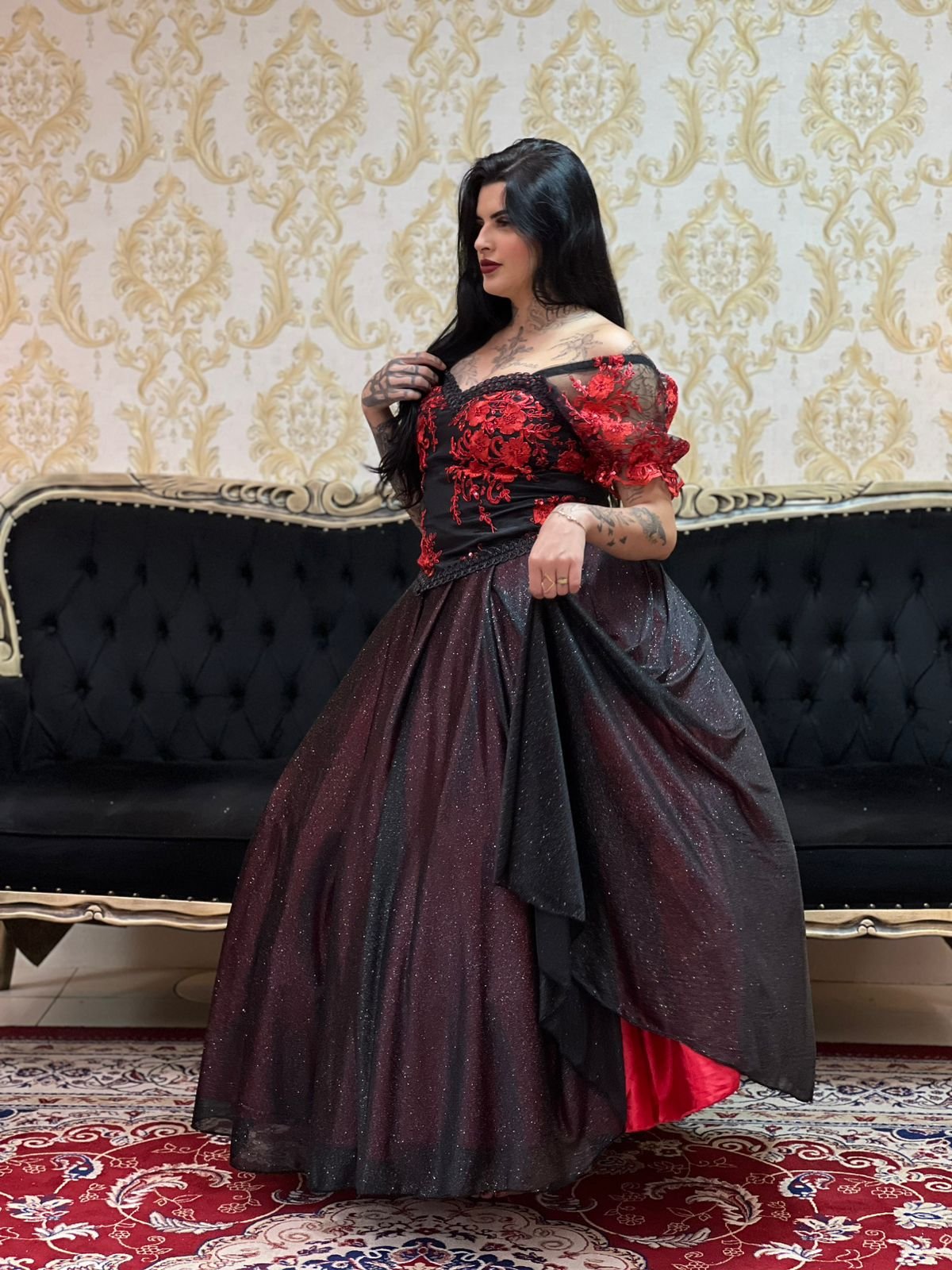 Corpete Bordado Pto/Verm 135