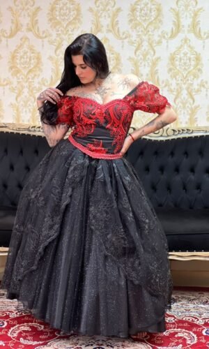 Corpete Bordado Pto/Verm 135