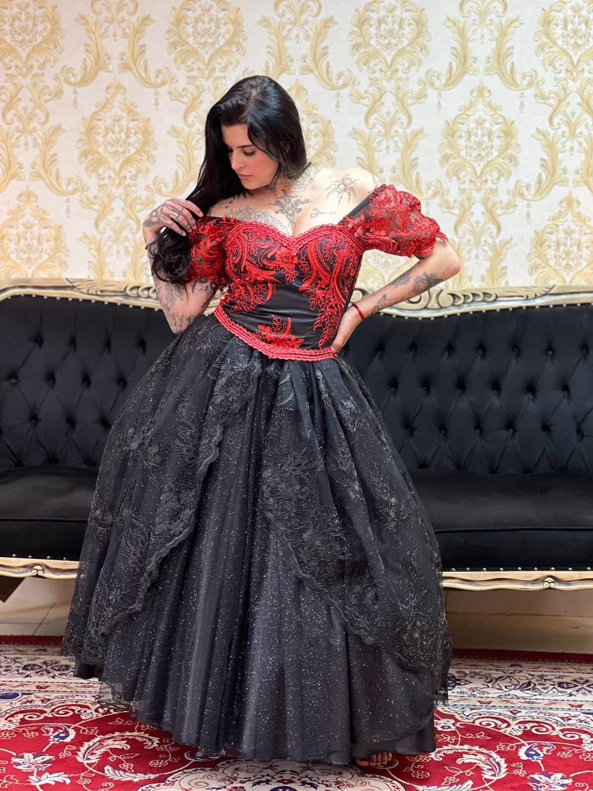 Corpete Bordado Pto/Verm 135