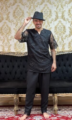 Kafta Bordada Slim Preto 209