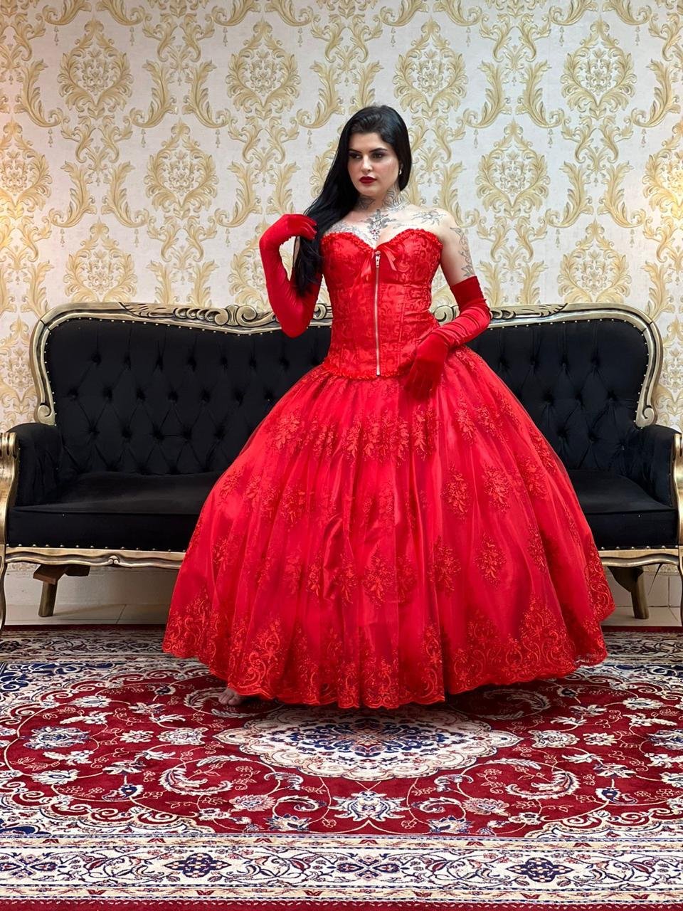 Saia Bordada Longa Vermelha 108