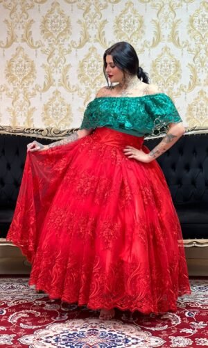 Saia Bordada Longa Vermelha 108