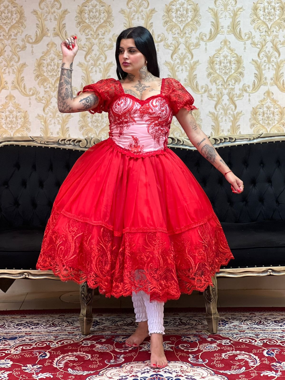 Saia 1 babado Curta Voal/Tule Verm 121