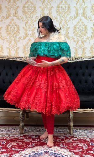 Saia Bordada Paete Curta Vermelha 185