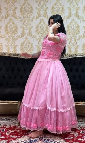 Saia 1 Babado Voal/Tule Rosa 720