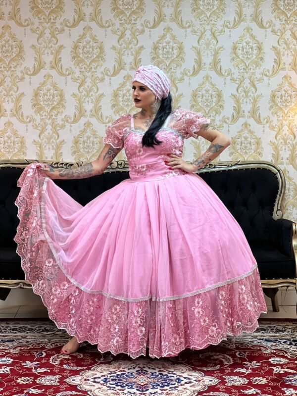 Saia 1 Babado Voal/Tule Rosa/Prata 720 - Imagem 2
