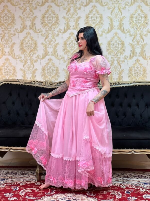 Saia 1 Babado Voal/Tule Rosa 720 - Imagem 3