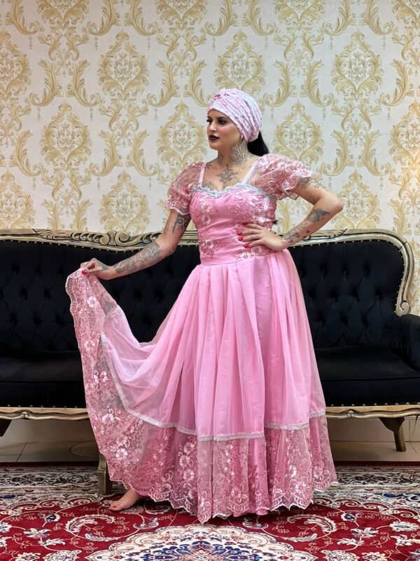 Saia 1 Babado Voal/Tule Rosa/Prata 720 - Imagem 3