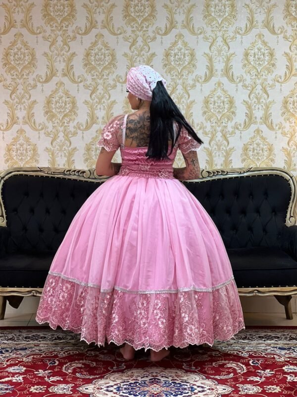 Saia 1 Babado Voal/Tule Rosa/Prata 720 - Imagem 4