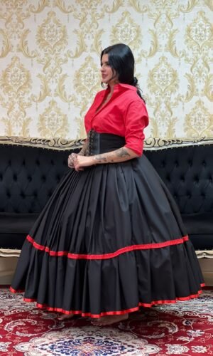 Saia 1 Babado Preto/Verm 2110