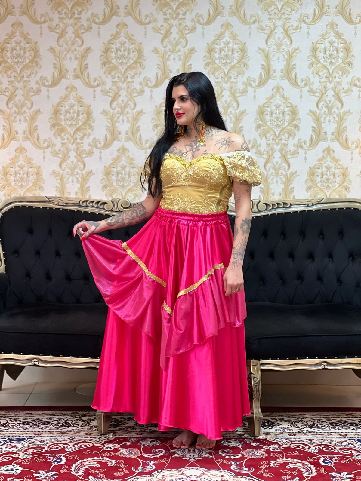 Saia V Malha Brilho Rosa Pink Dou 8706 Aruanda Axós