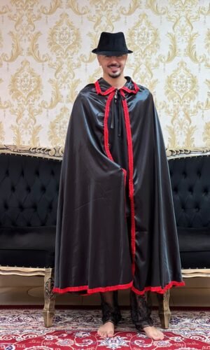 Capa Gola Cetim Preto/Vermelho