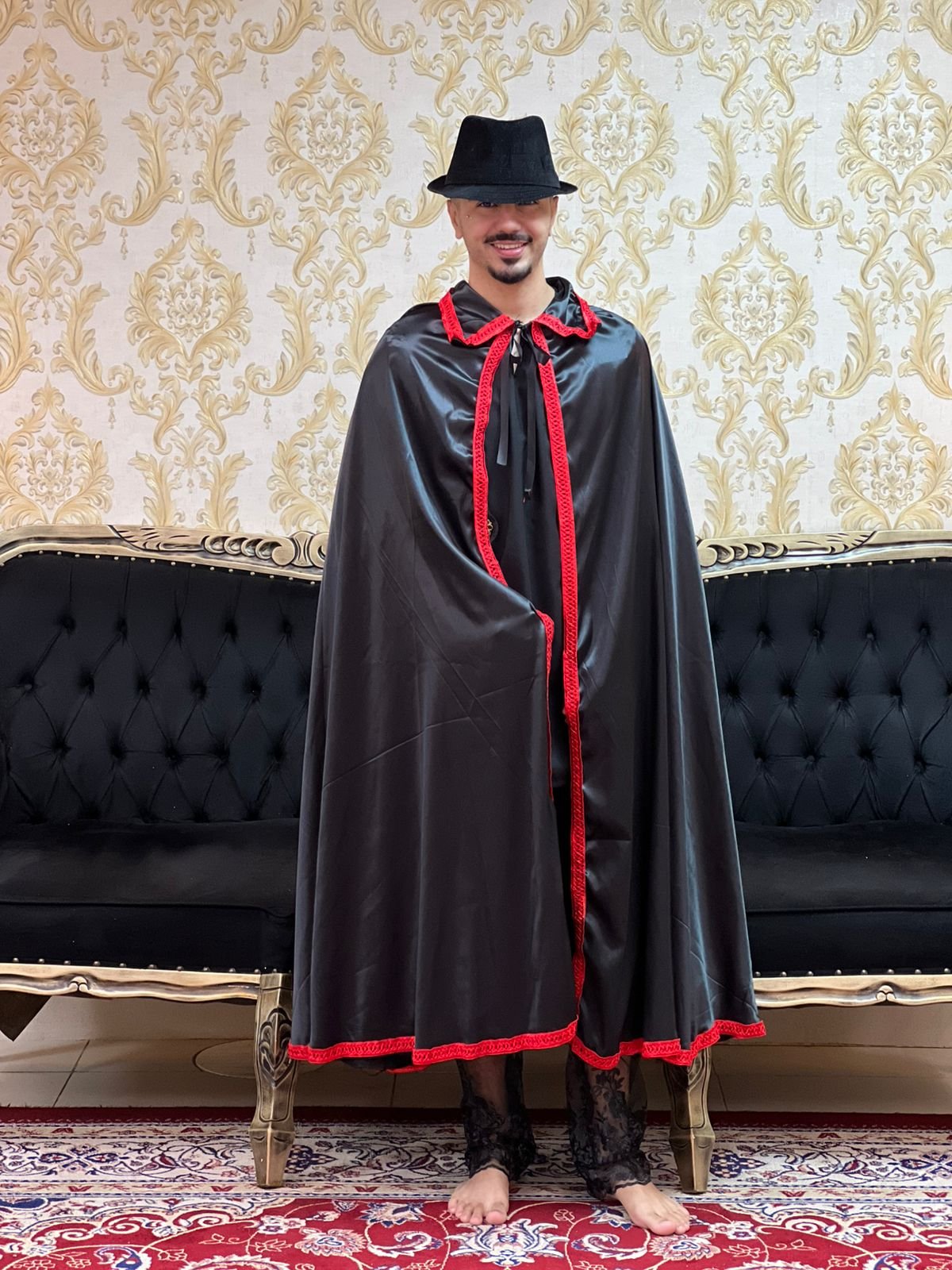 Capa Gola Cetim Preto/Vermelho