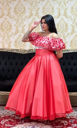 Blusa Babado Borboleta Bco/Verm 006