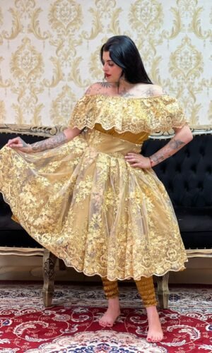 Blusa Babado Bordado Dourado 356