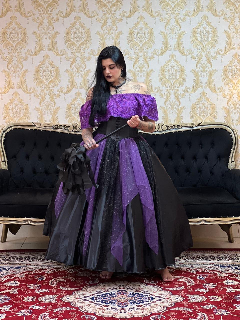 Blusa Babado Bordado Roxa 502