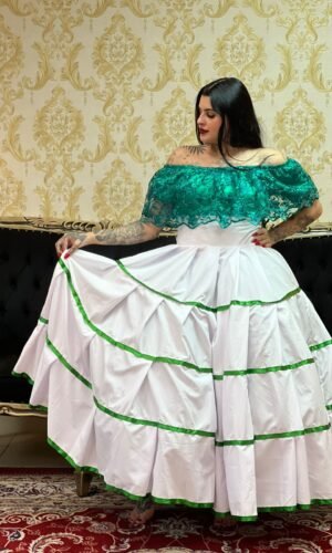 Blusa Babado Bordado Verde 614