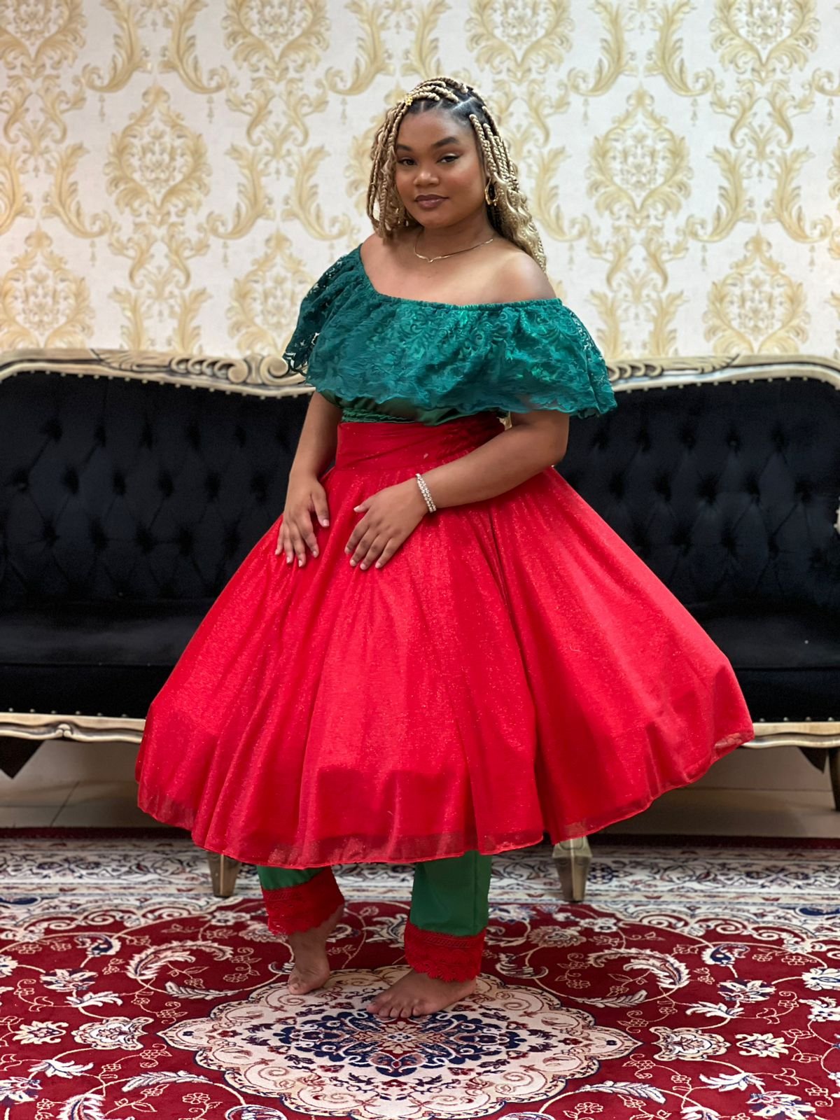 Blusa Babado Bordado Verde 614