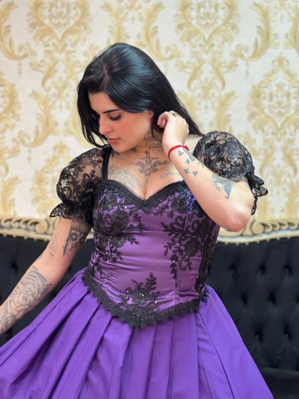 Corpete Bordado Roxo/Preto 502 - Imagem 4