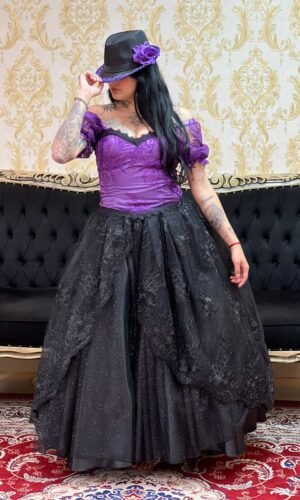 Corpete Bordado Roxo/Preto 502