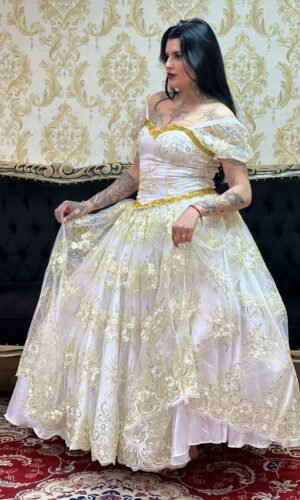 Saia Bordada Longa Branco/Dou 005