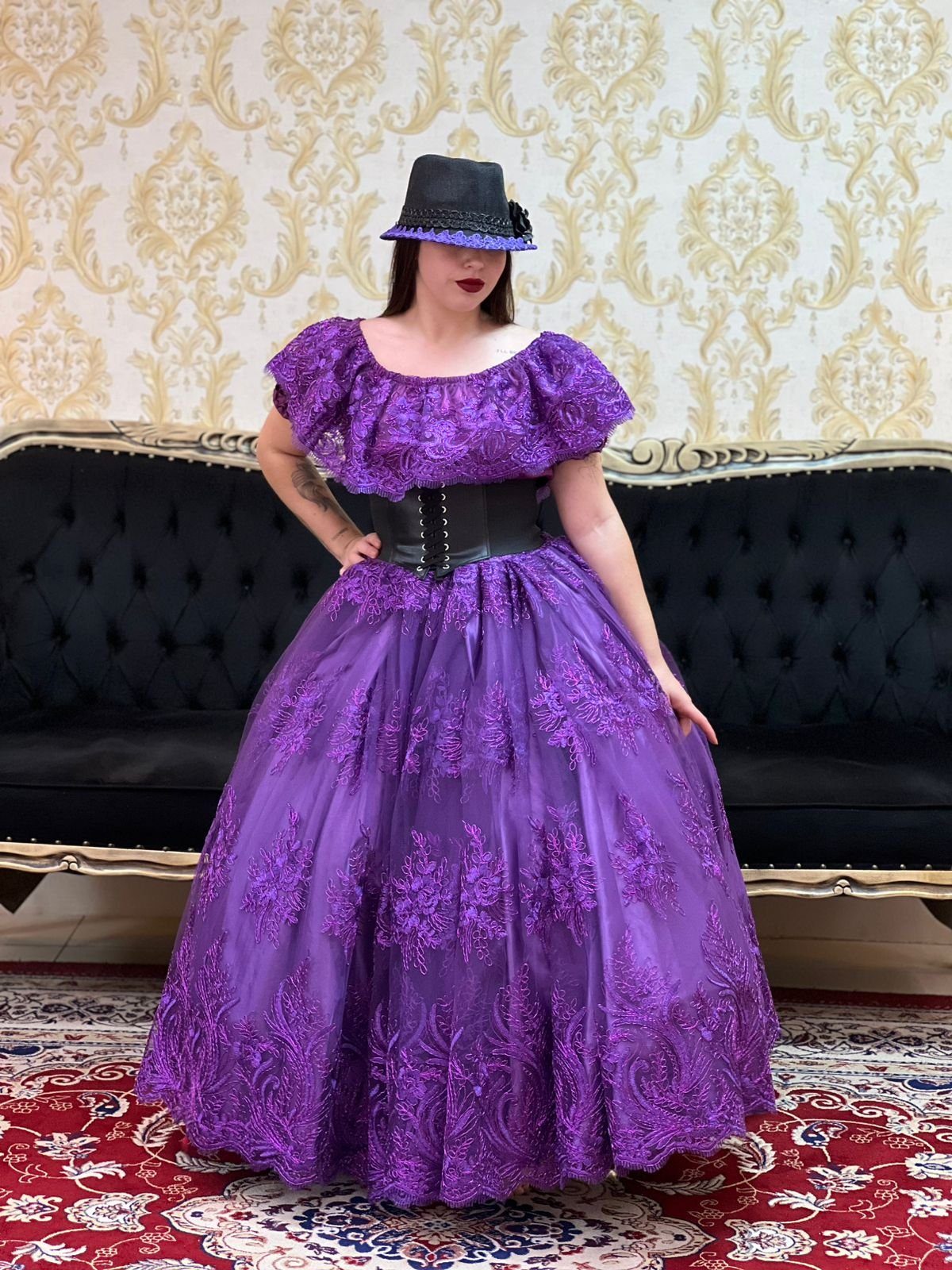 Saia Bordada Longa Roxa 518