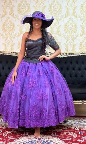 Saia Bordada Longa Roxa 518