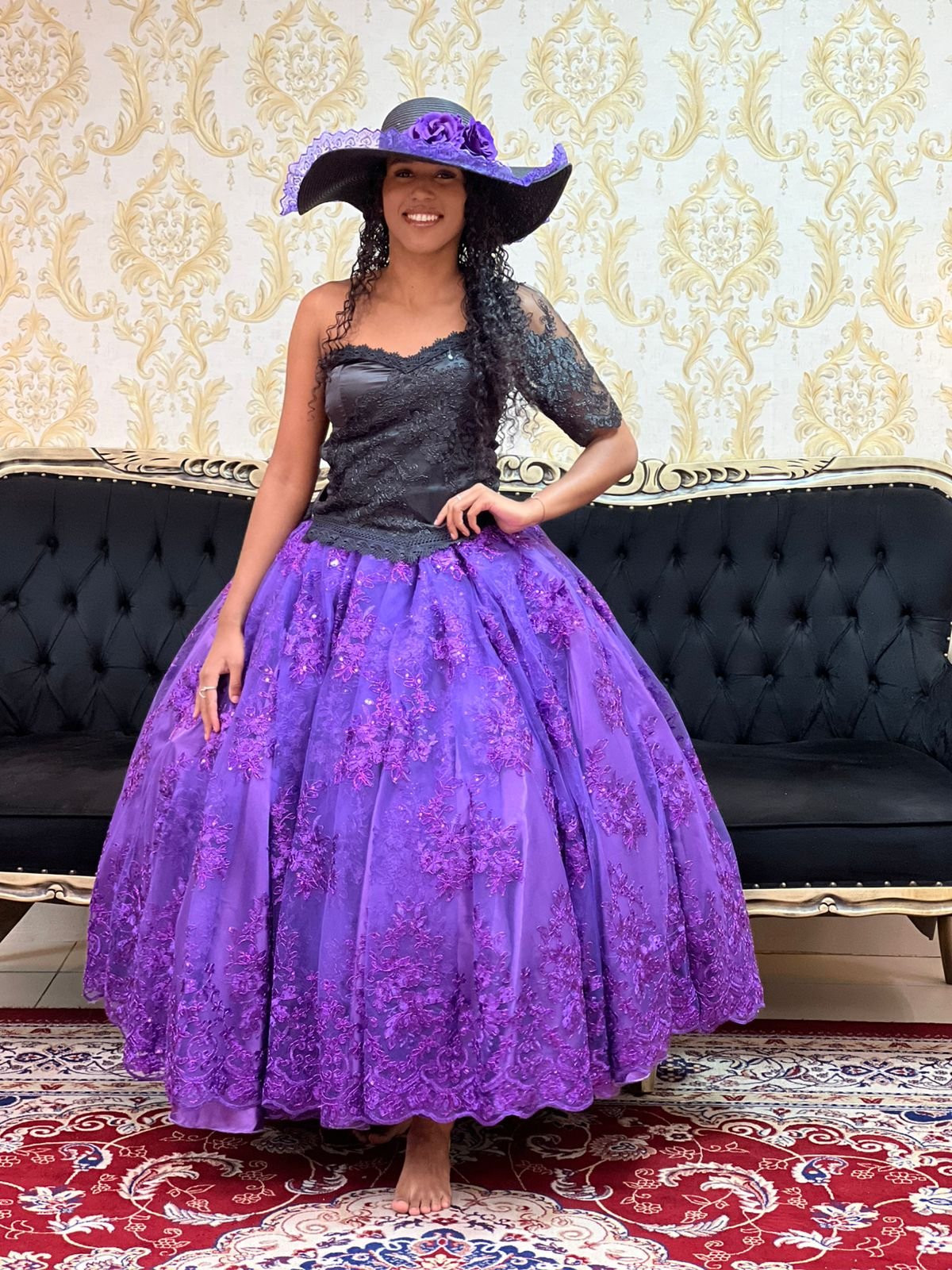 Saia Bordada Longa Roxa 518