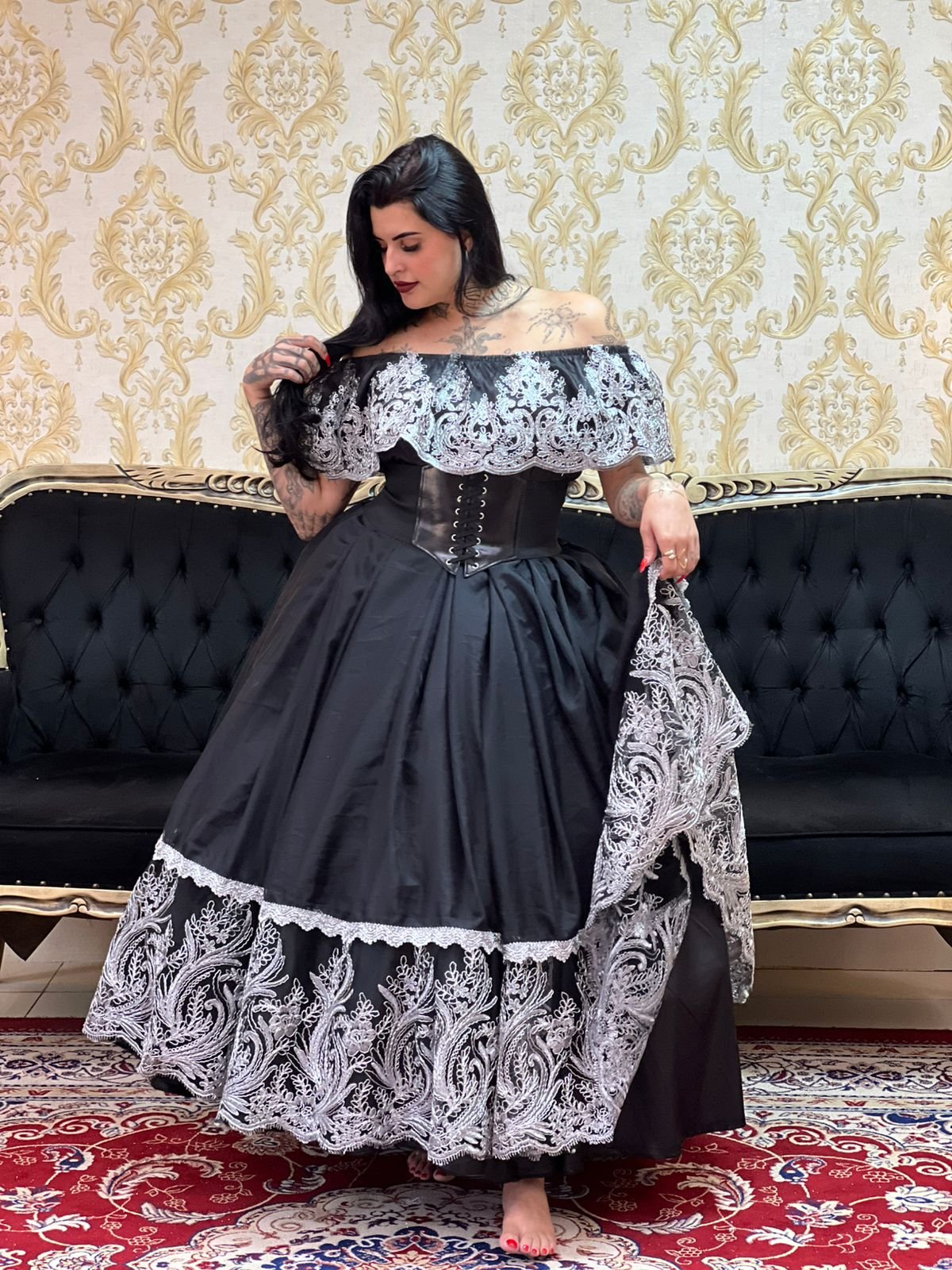 Saia 1 babado Voal/Tule Pto/Pta 2012