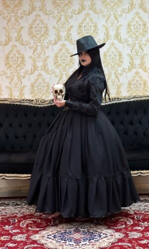 Saia 1 Babado Longa Preta 2202