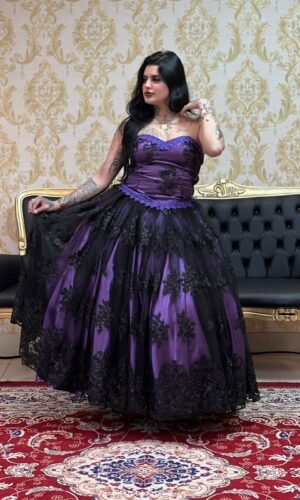 Saia Bordada Longa Roxo/Pto 2509