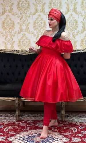 Blusa Babado Brilho Vermelho 110