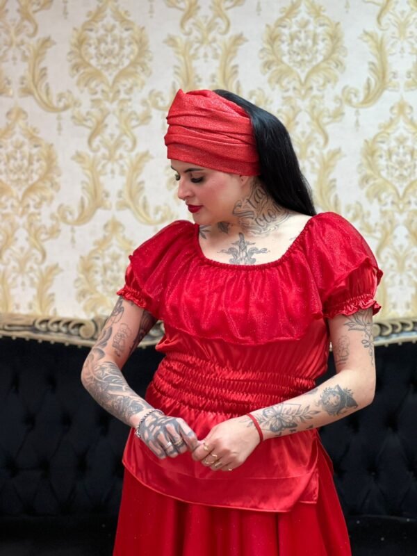 Blusa Babado Brilho Vermelho 110 - Imagem 2