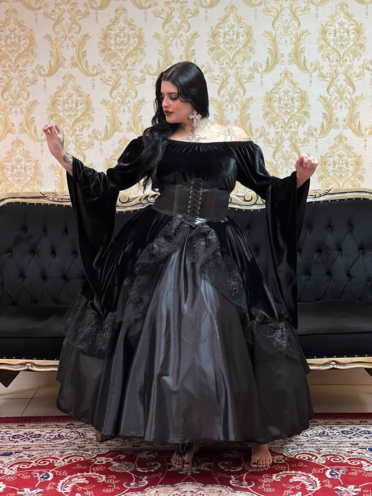 Blusa Mangão Veludo Preta 202