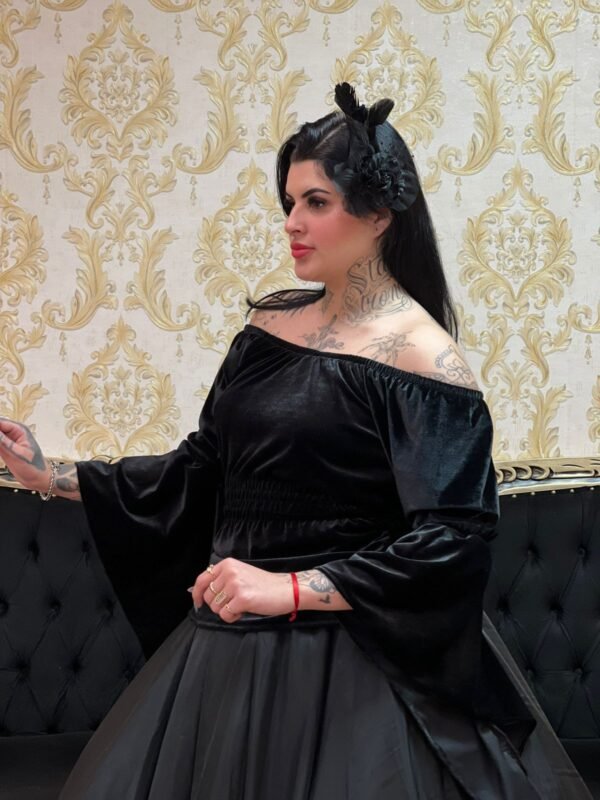 Blusa Mangão Veludo Preta 202 - Imagem 3