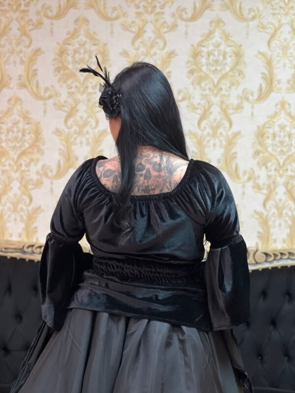 Blusa Mangão Veludo Preta 202 - Imagem 4